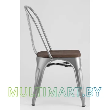 Стул Stool Group Tolix wood (серебристый матовый) картинка 3